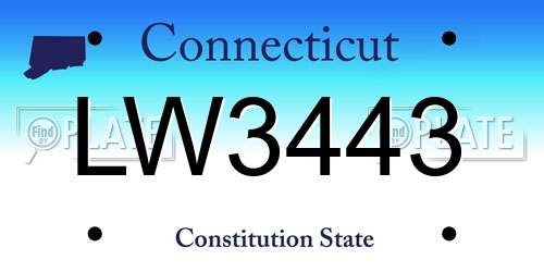 LW3443 Connecticut License Plate