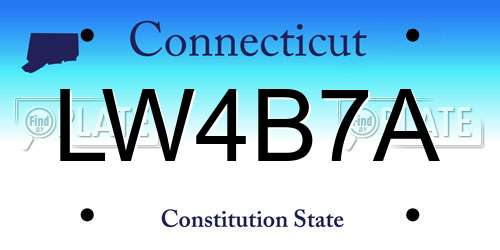 LW4B7A Connecticut License Plate