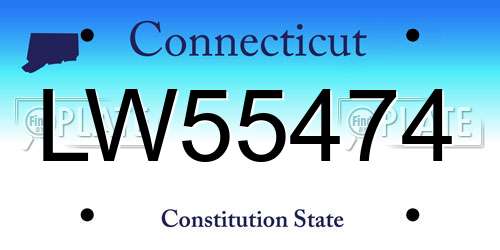 LW55474 Connecticut License Plate