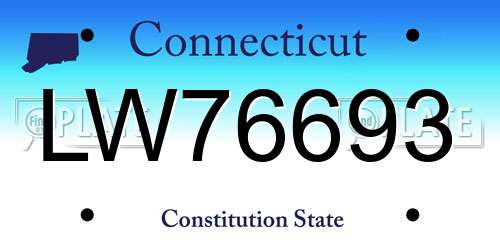 LW76693 Connecticut License Plate