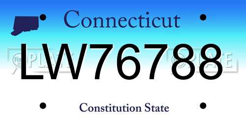 LW76788 Connecticut License Plate