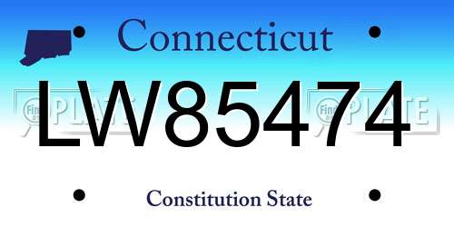 LW85474 Connecticut License Plate
