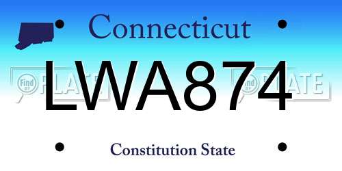 LWA874 Connecticut License Plate