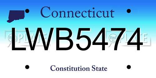 LWB5474 Connecticut License Plate