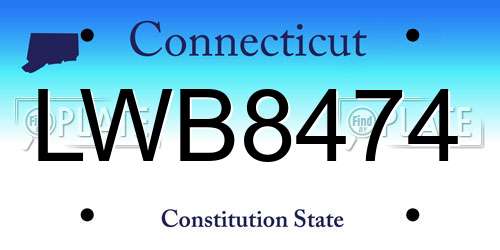 LWB8474 Connecticut License Plate