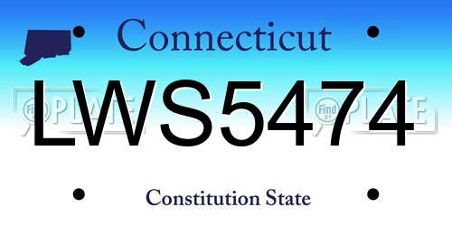 LWS5474 Connecticut License Plate