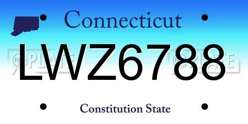 LWZ6788 Connecticut License Plate