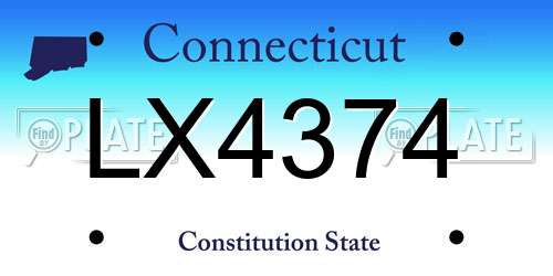 LX4374 Connecticut License Plate