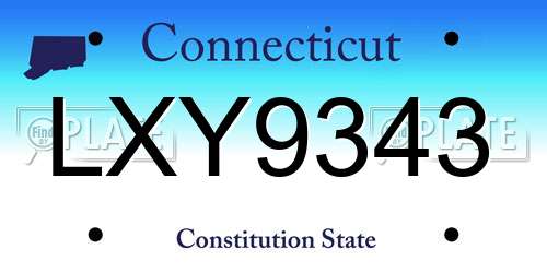 LXY9343 Connecticut License Plate