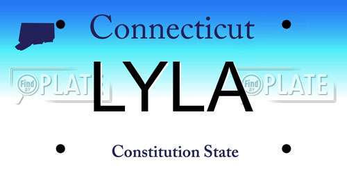 LYLA Connecticut License Plate