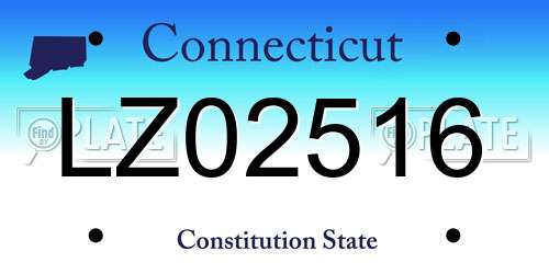 LZ02516 Connecticut License Plate