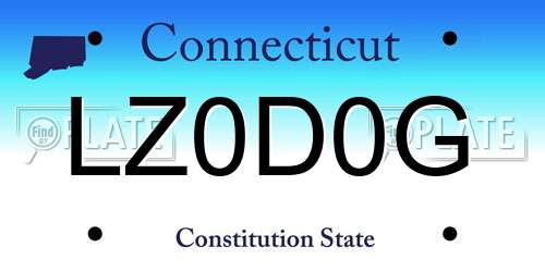 LZ0D0G Connecticut License Plate