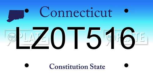 LZ0T516 Connecticut License Plate