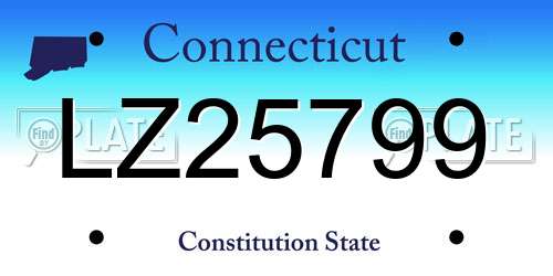 LZ25799 Connecticut License Plate