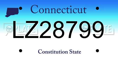 LZ28799 Connecticut License Plate
