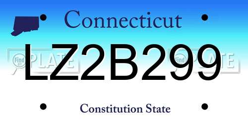 LZ2B299 Connecticut License Plate