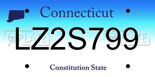 LZ2S799 Connecticut License Plate