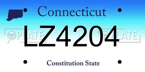 LZ4204 Connecticut License Plate