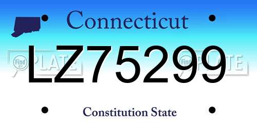 LZ75299 Connecticut License Plate