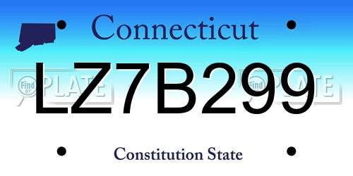LZ7B299 Connecticut License Plate
