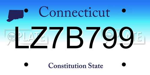 LZ7B799 Connecticut License Plate