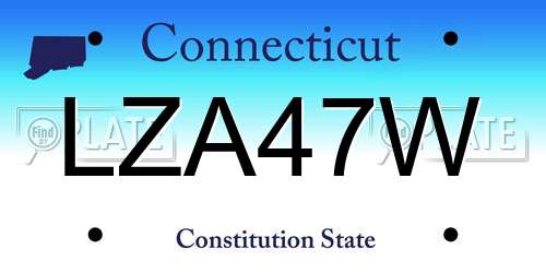 LZA47W Connecticut License Plate