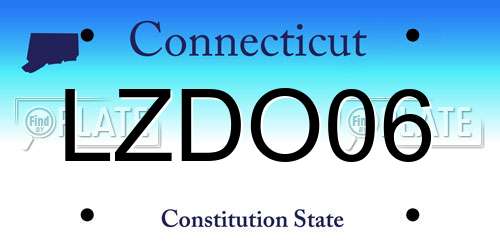 LZDO06 Connecticut License Plate