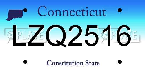 LZQ2516 Connecticut License Plate