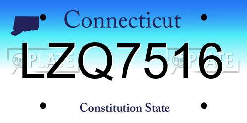 LZQ7516 Connecticut License Plate