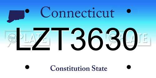 LZT3630 Connecticut License Plate