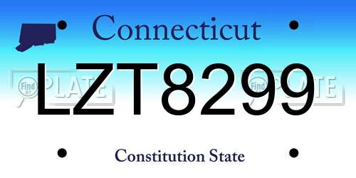 LZT8299 Connecticut License Plate