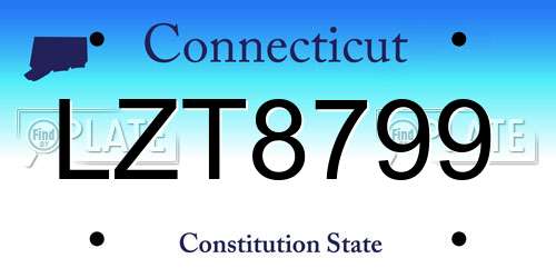 LZT8799 Connecticut License Plate