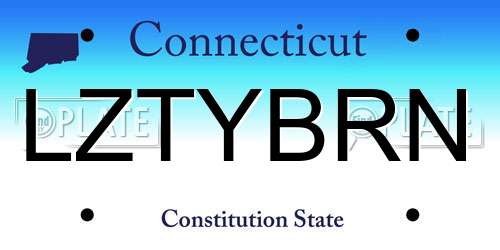LZTYBRN Connecticut License Plate