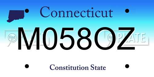 M058OZ Connecticut License Plate