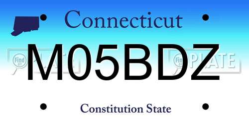 M05BDZ Connecticut License Plate