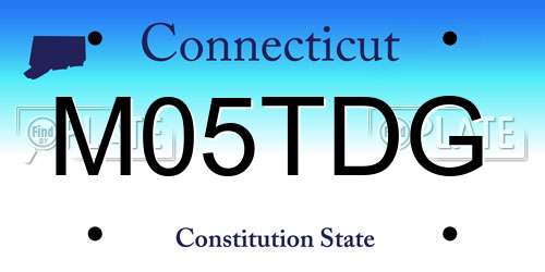 M05TDG Connecticut License Plate