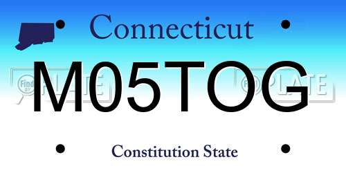 M05TOG Connecticut License Plate