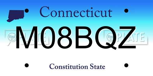 M08BQZ Connecticut License Plate