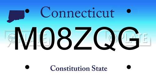 M08ZQG Connecticut License Plate