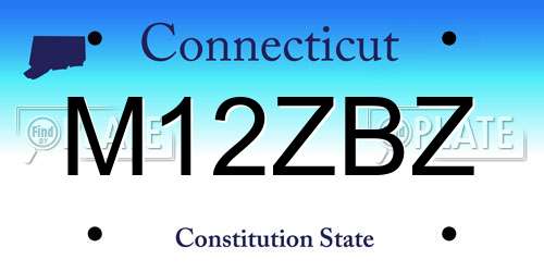 M12ZBZ Connecticut License Plate