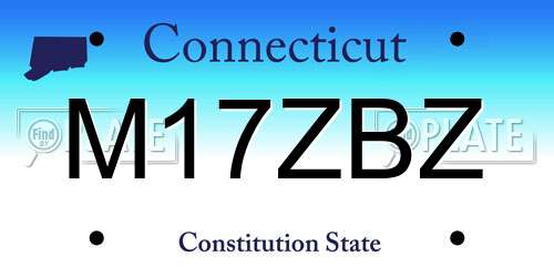 M17ZBZ Connecticut License Plate