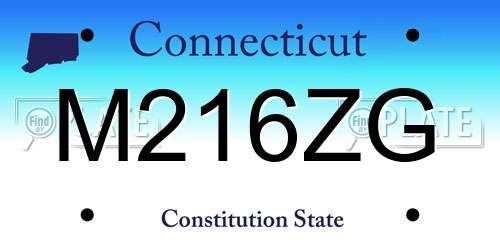 M216ZG Connecticut License Plate