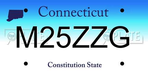 M25ZZG Connecticut License Plate