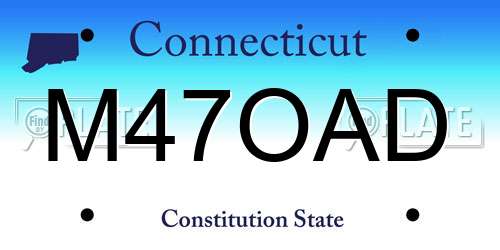 M47OAD Connecticut License Plate