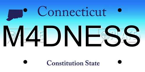 M4DNESS Connecticut License Plate