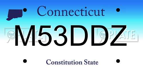 M53DDZ Connecticut License Plate