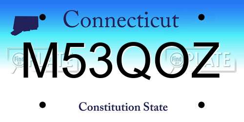 M53QOZ Connecticut License Plate