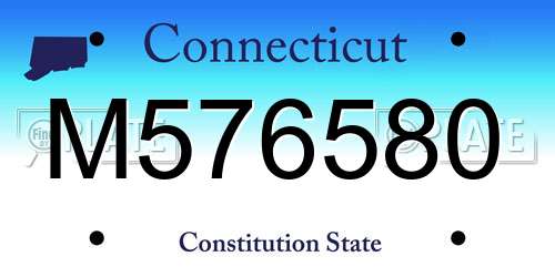 M576580 Connecticut License Plate
