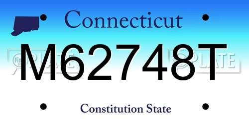 M62748T Connecticut License Plate