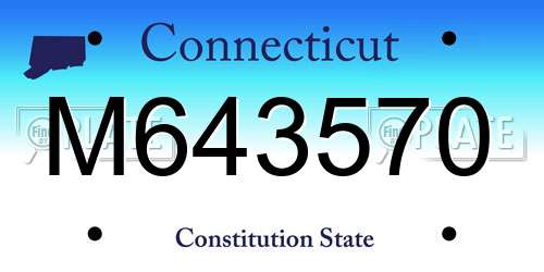 M643570 Connecticut License Plate
